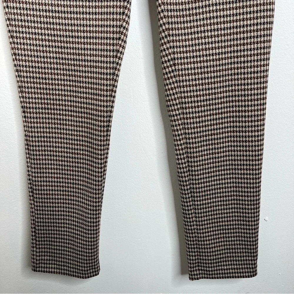 J. McLaughlin Ross Ankle Pants Zipper Pocket Brown Houndstooth Size 8